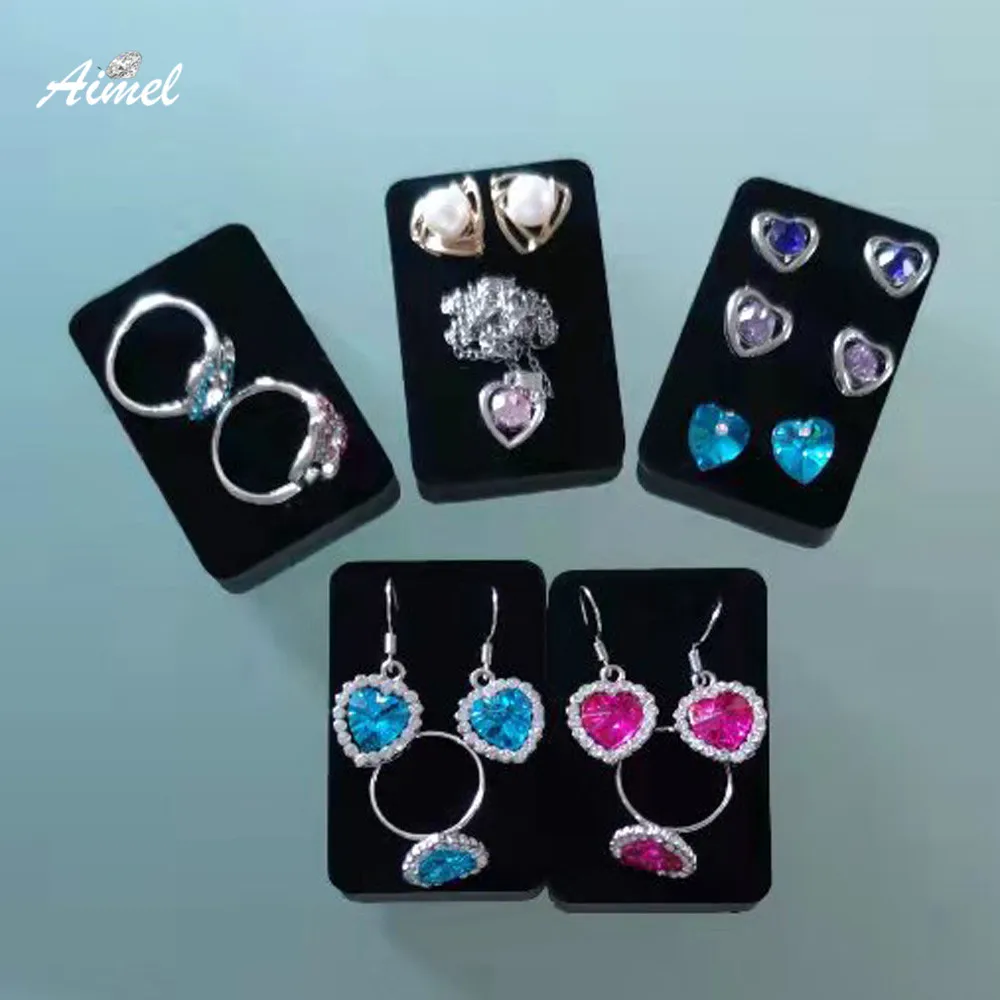 

5Pcs Black Velvet Jewelry Earring Display Stand Soft Sponge Stud Ring Storage Sheet Pendant Ring Earring Stud Accessory Holder