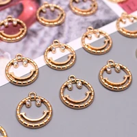 6pcs smiling face pendant charms metal alloy gold color smiling face charms pendants for jewelry making diy necklace pendants