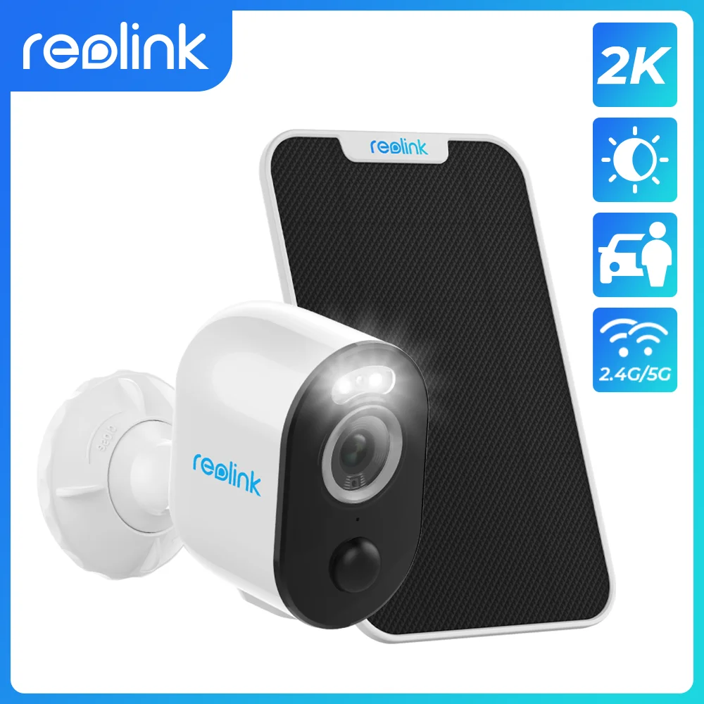 

Reolink 4MP 2.4G/5Ghz WiFi Camera Battery-Powered Human/Car Detection Spotlight Color Night Vision Argus 3 Pro with Solar Panel