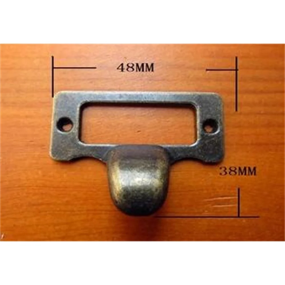 

50pcs Vintage Cabinet Drawer Label Pull Handle Label Sign Tag Frame Metal Card Holder Frame 48x38mm Hardware Drawer Handle