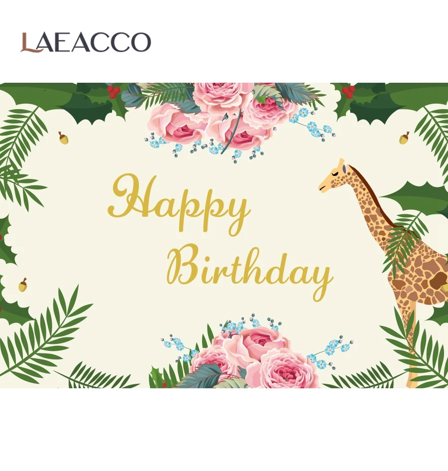 

Laeacco Watercolor Giraffe Flowers Baby Shower Baby's Birthday Party Poster Photography Background Photo Backdrop Photo Studio