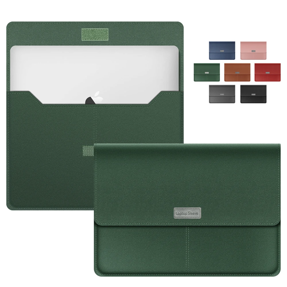 

PU Material Laptop Bag Notebook Sleeve Cover Stand For Macbook Air 11 m1 Pro 13 Case Samsung Xiaomi Dell Handbag Briefcase