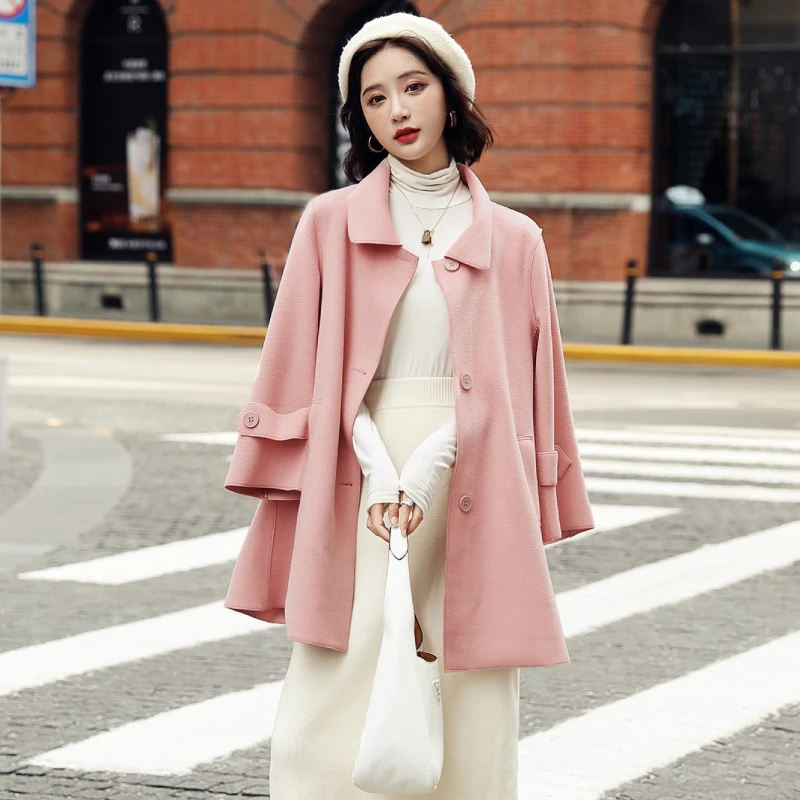 

2020 Winter Fashion Woolen Coat Women Korean Lady Temperament Single-Breasted Long Sleeve Female Outerwear Mujeres Abrigos Z770