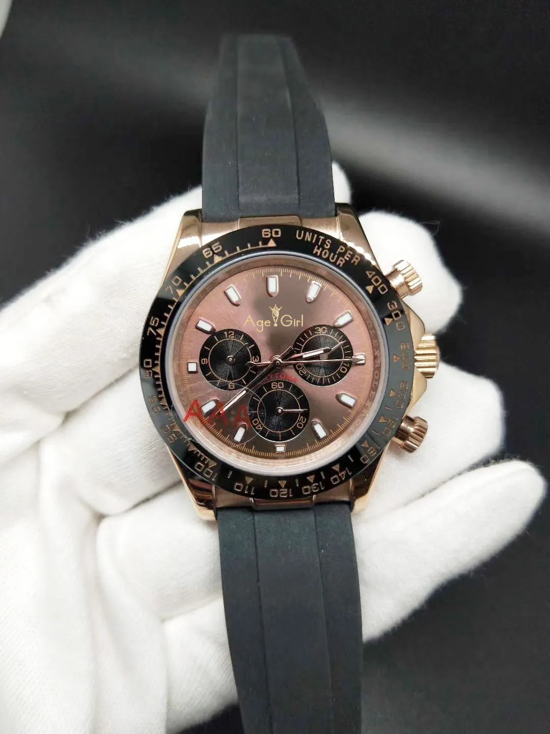 

Classic New Men Watch Automatic Mechanical Watches Full Stainless Steel Black Rubber Rose Gold Sapphire Glass Limited AAA+