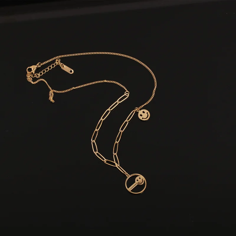 

TOSAKO Stainless Steel Pendant Sweater Chain Titanium Necklace Key Smile 2021 Trend Jewelry
