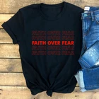 Футболка женская хлопковая с надписью New Faith Over страх, 100%