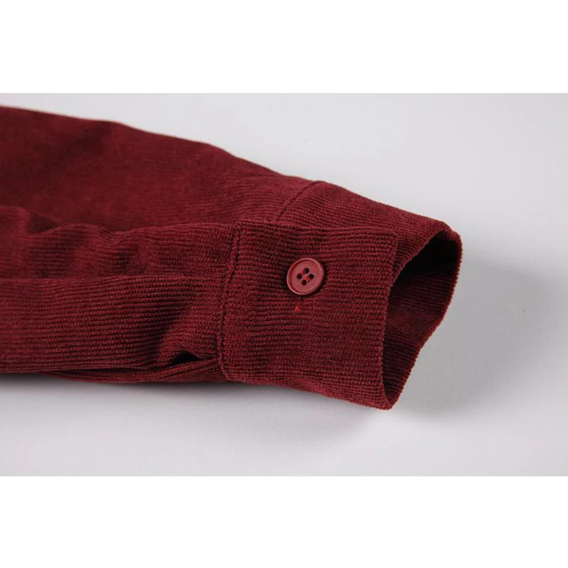 

Red Corduroy Elegant Vintage Women Blouses Office Ladies OL Shirts Female Long Sleeve Single Breasted Y2K Chic Baggy Casual Tops