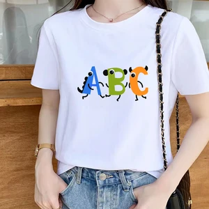 Women Summer O-neck 90s Style Graphic Cute Casual Fashion Aesthetic Funny Letter Print Female Clothes Tops Tees Tshirt