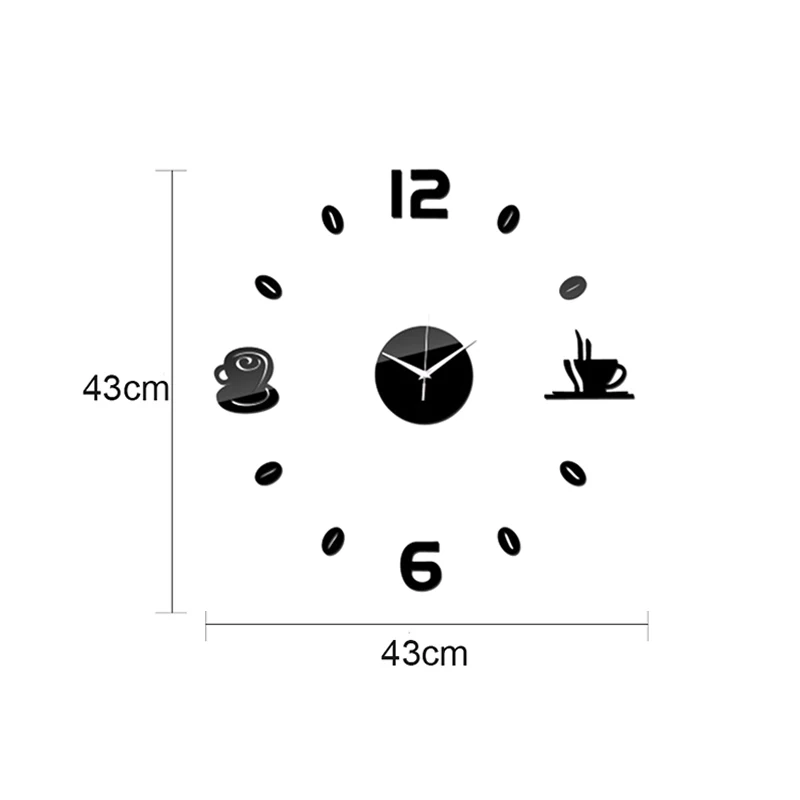 

Wall Clock Creative DIY Acrylic Coffee Cup Mirror Wall Clock 3D Personalized Home Art Clock Home Decoration Dropship