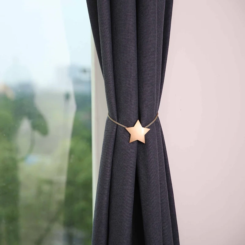 

1pc New Luck Star Magnetic Tie Back Holder Curtain Buckle Star Curtain Broach Home Room Curtain Pendant Decoration Gold