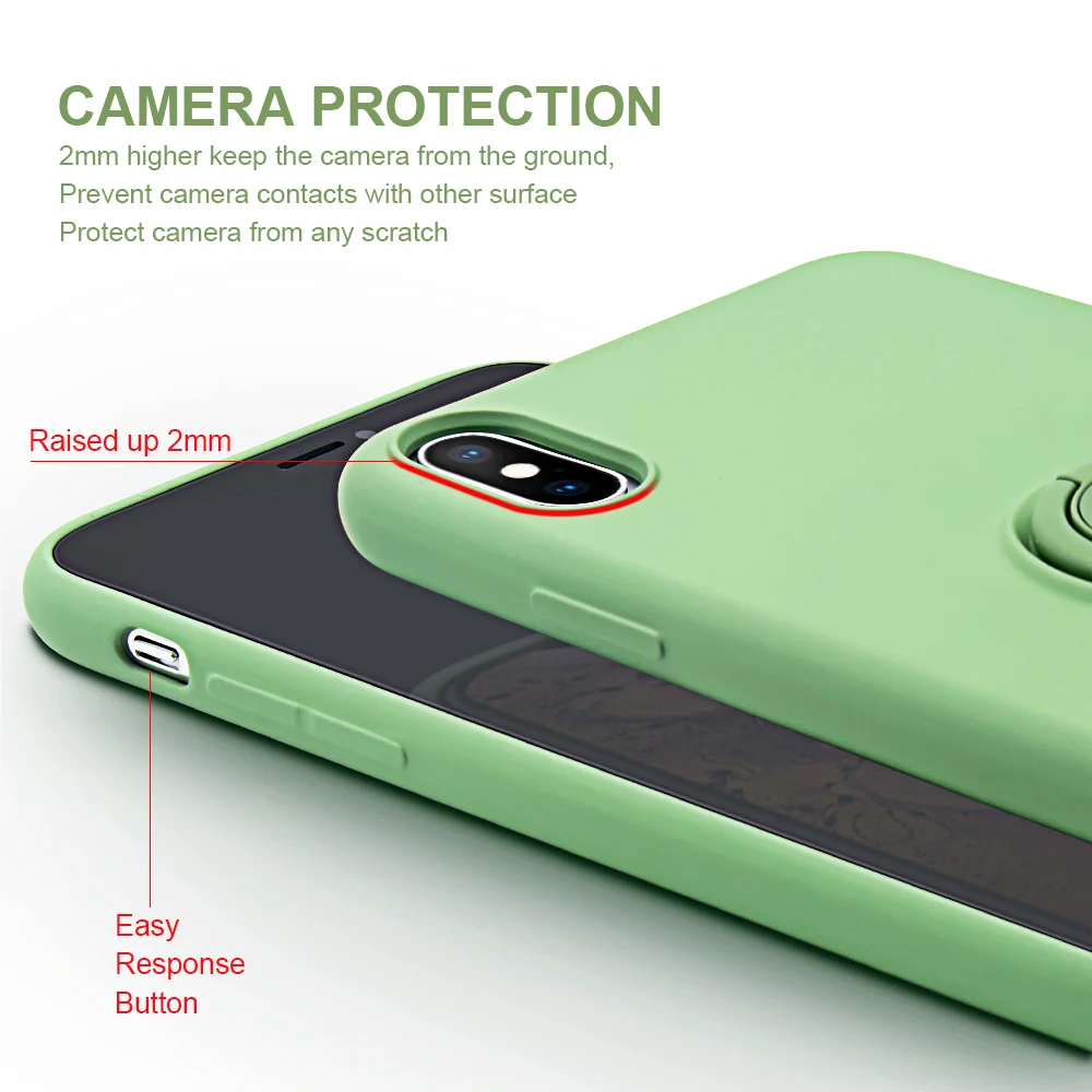 For iPhone XR Case Ring Stand Holder Tempered Glass Full Cover Protection Apple X XS Max 8 7 Plus 6 6S Accessories |