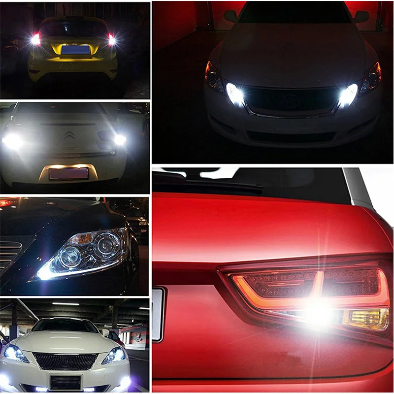 

SXCLG 2PCS LED Car Bulbs S25 1157 DAY15D 1156 BA15S Auto LED Reverse Lights Brake Lamp T20 7440 7443 580 Turn Signal 12V 24V