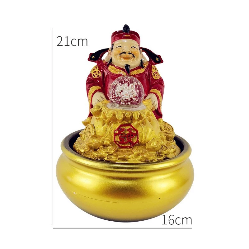 Chinese Feng Shui Decorations Company Office Desktop God of Wealth Lucky Ornaments Indoor Small Fountain Home Air Humidifier | Дом и сад