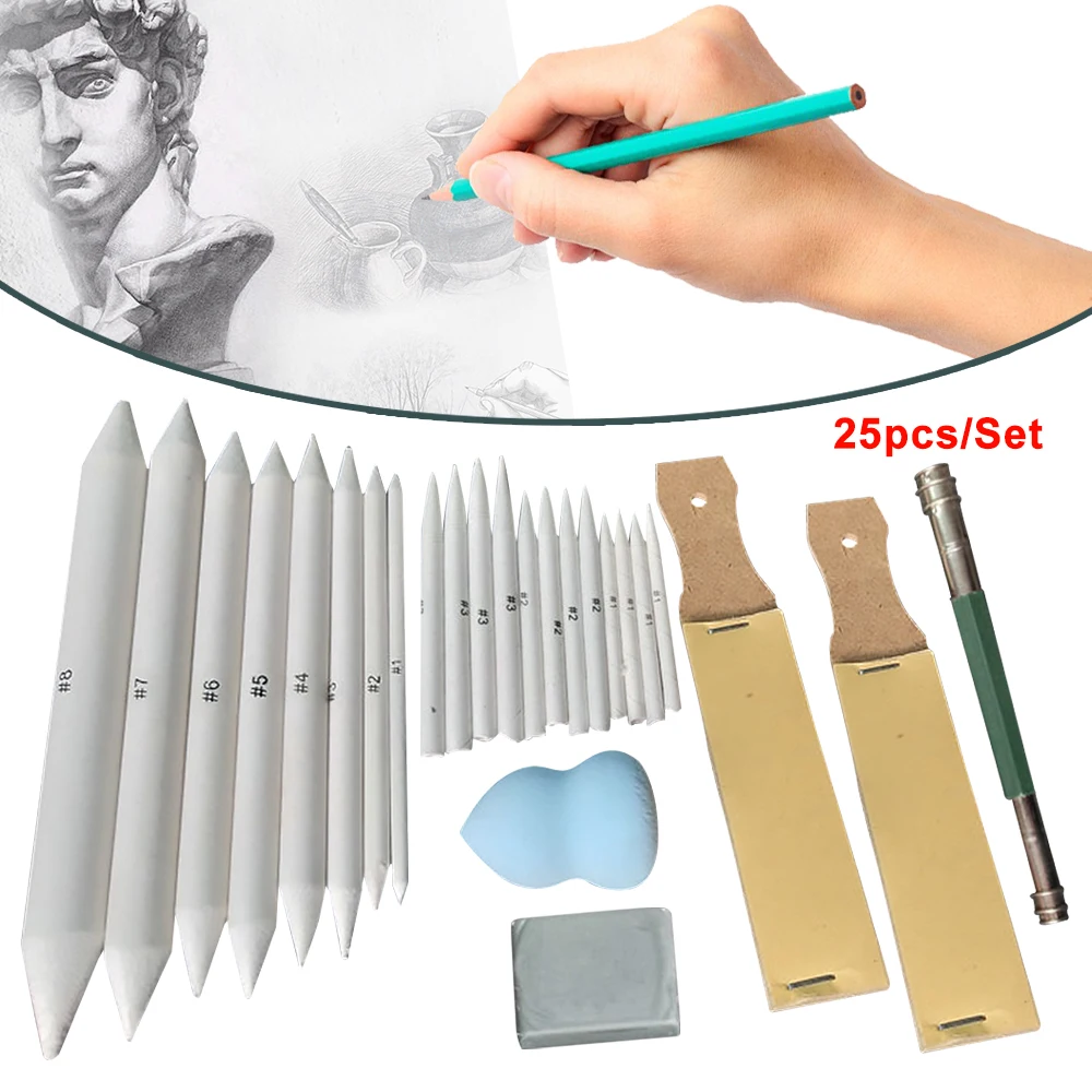 

25pcs Blending Paper Stumps Art Drawing Stump Eraser Extender Sketch Tools