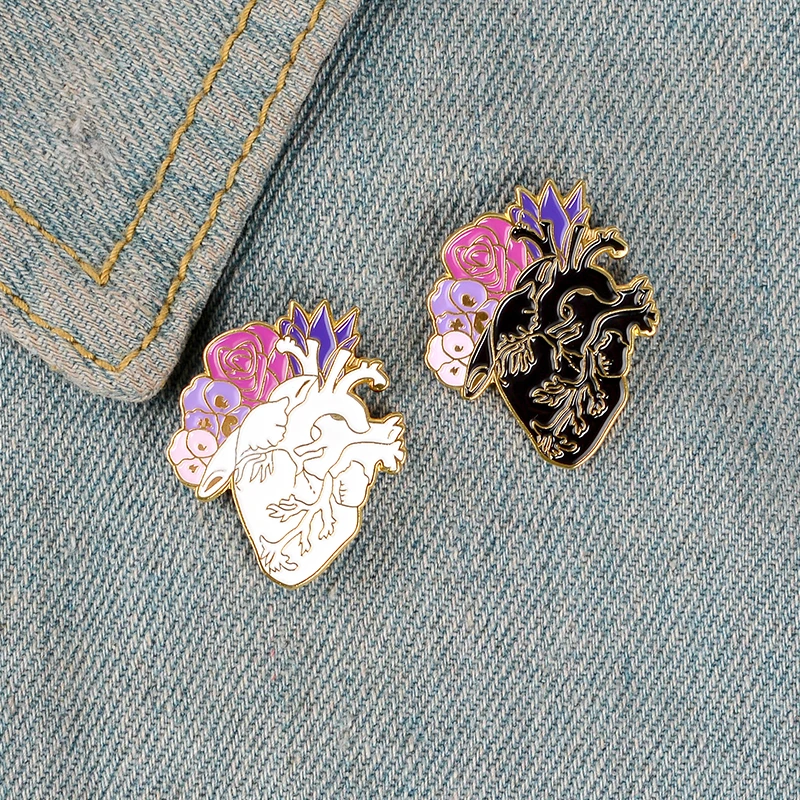 Женская Брошь с эмалью значок на булавке в виде розового цветка черного или