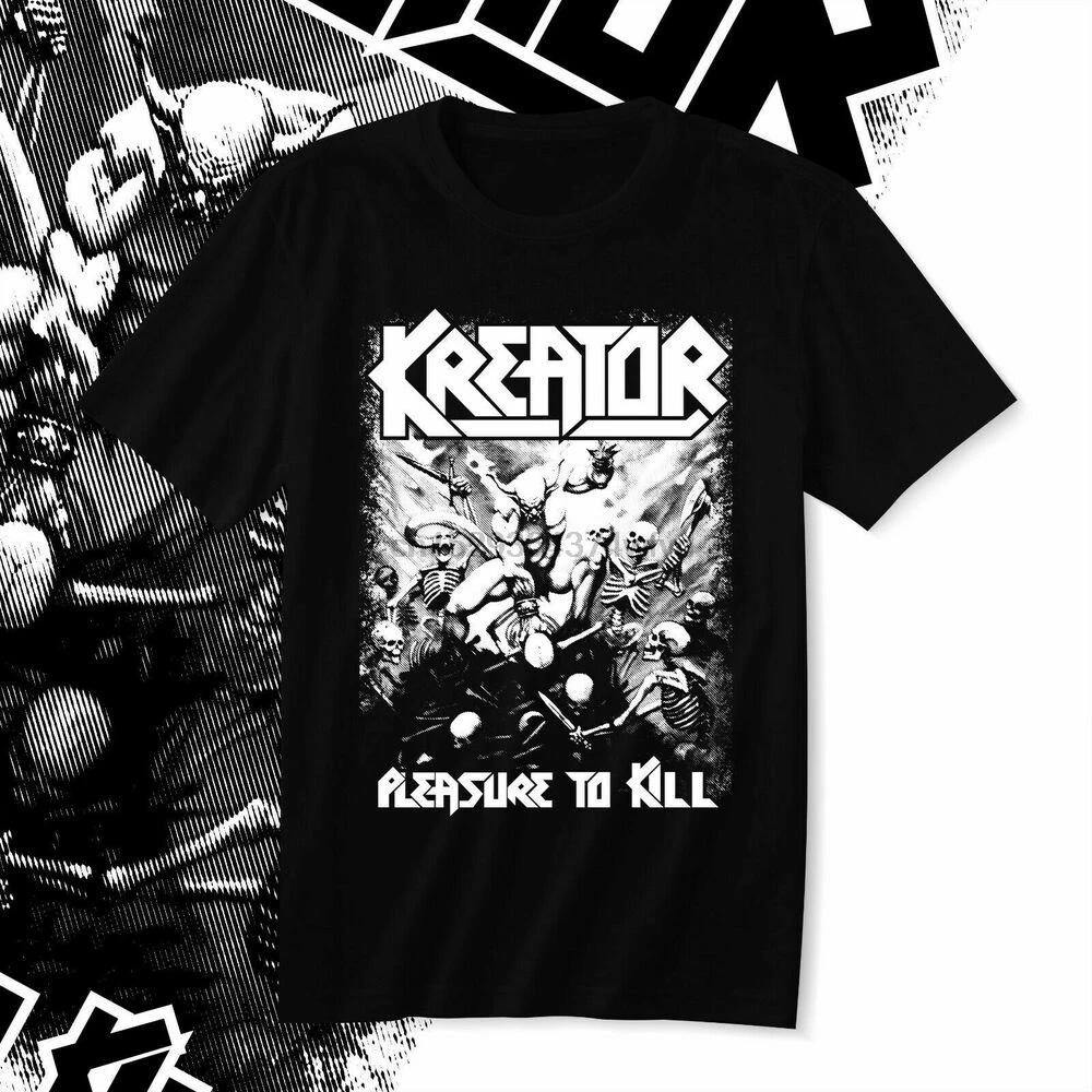 Мужская черная футболка Kreator с металлическим ремешком из 100% хлопка | одежда