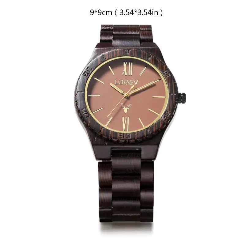 

Luxury Wood Watch LeeEv Mens Natural Wenge Sandalwood Watch Analog Quartz Light Weight Vintage Wooden Wrist Watch Drop Shipping