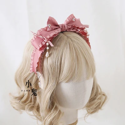 Оригинальная повязка на голову ручной работы многоцветная Милая Кружевная в