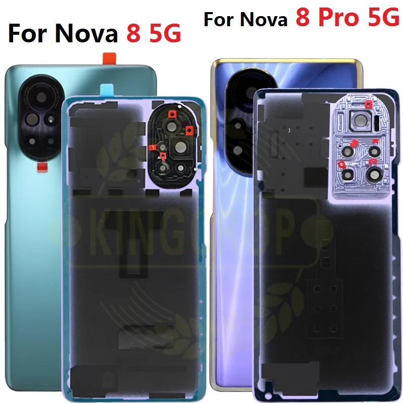Задняя крышка для HUAWEI Nova 8 Pro задняя стеклянная батарея с заменой объектива камеры