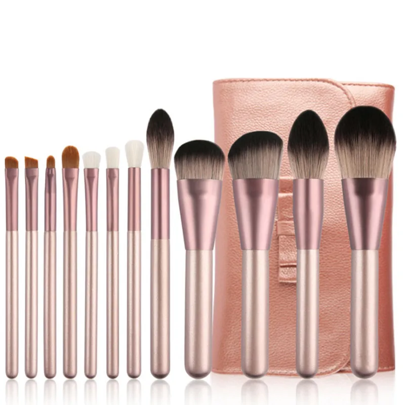 12 шт. розовых кистей для макияжа набор из виноградных серых волокон инструмент