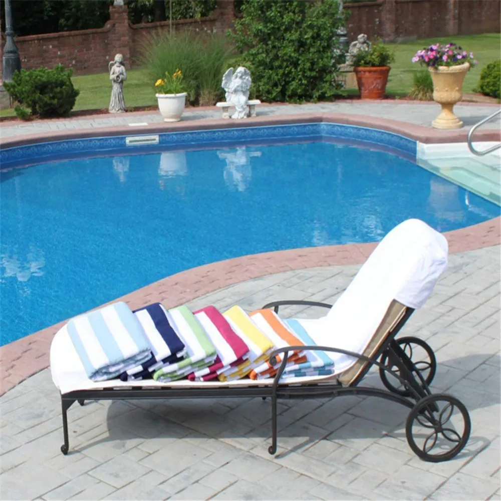 Satılık 2021 Yeni Taşınabilir Pamuk Plaj Sandalyesi Kapağı Ile Yan Cep şezlong Seti Hızlı Kuruyan Yüzme Havuz Havlusu Banyo Havluları