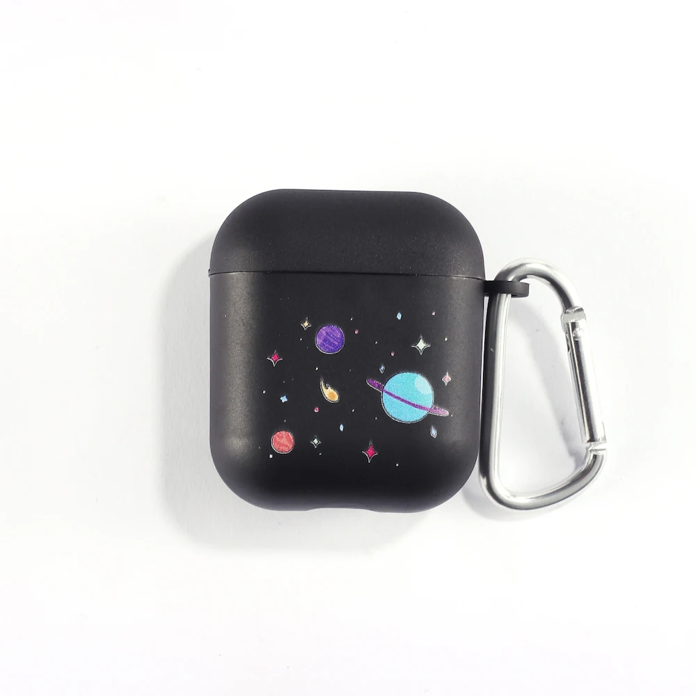 Outer Space Astronaut Stars Moon Earphone Case For Apple iPhone Charging Box For AirPods Pro Soft Candy Color Carabiner Cover