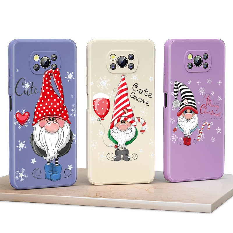 

Cartoon Christmas Santa for Xiaomi Poco F3 GT X3 NFC M3 C3 M2 X2 Pro 5G Liquid Silicone Soft Cover Shockproof Phone Case