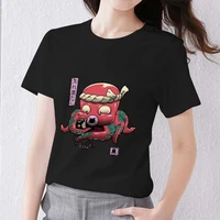 womens japanese t shirt casual basic round neck slim fashion cute octopus monster graphic print series ladies commuter top