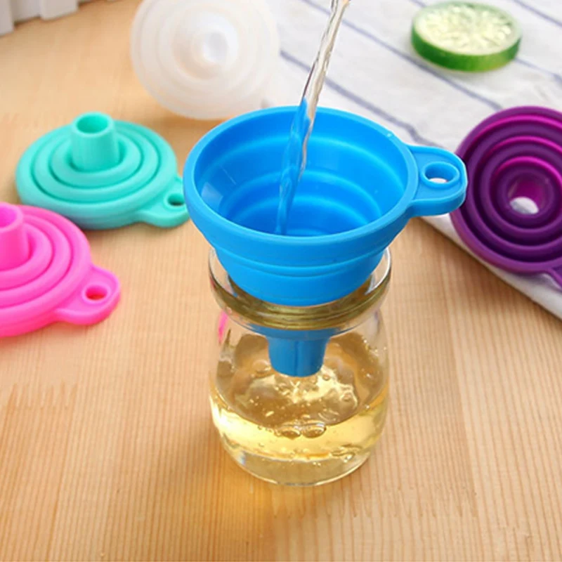 

Hot Folding Silicone Funnel Long-Neck Telescopic Funnel Household Liquid Dispensing Oil Case Kitchen Gadgets Kichen Accessories