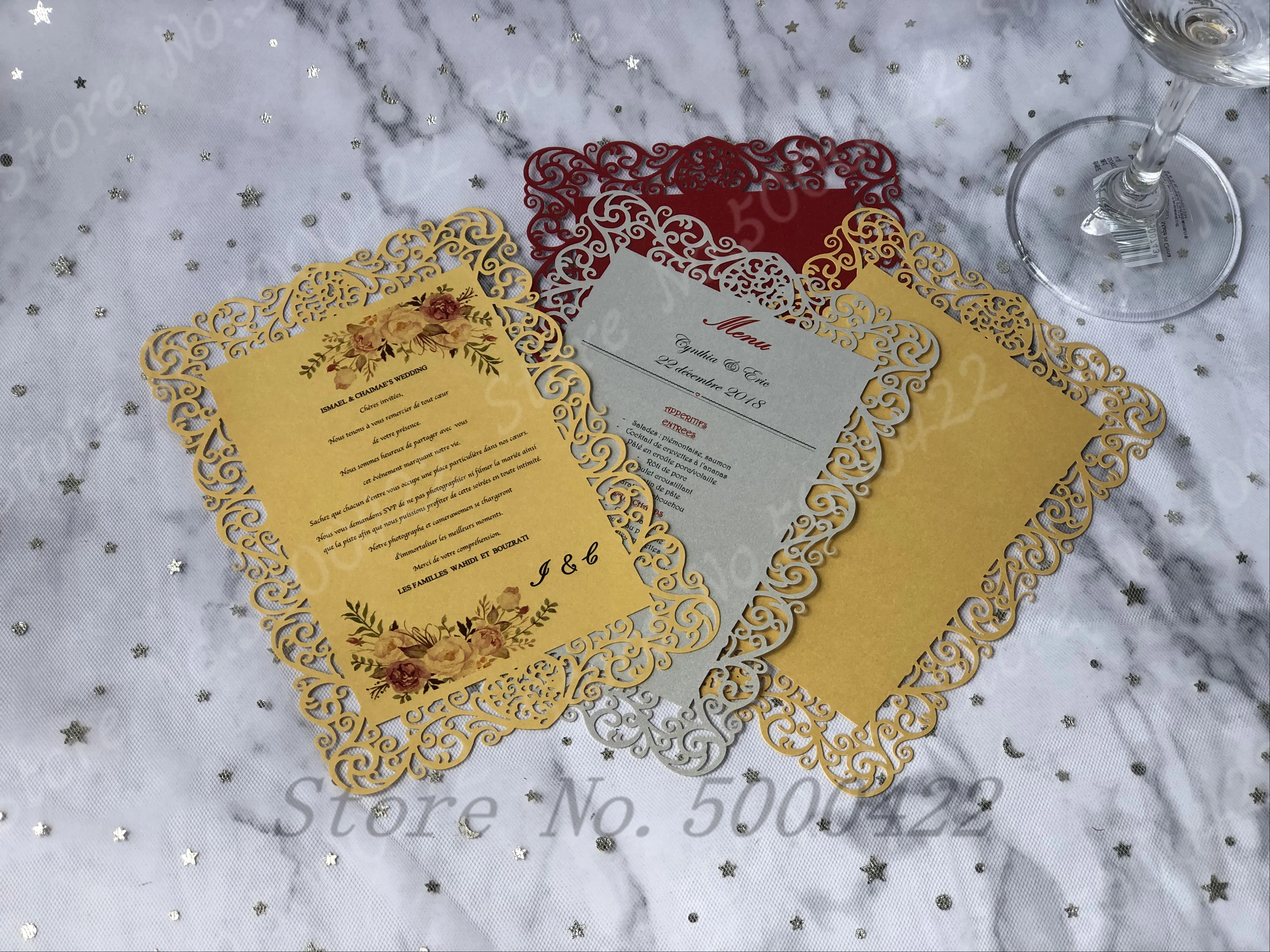 50 шт. лазерная резка карточка для меню ресторана банкета Сэкономьте дату rсвп