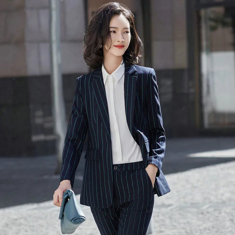 Женский блейзер в полоску Осенний облегающий пиджак из смеси хлопка 1 шт.
