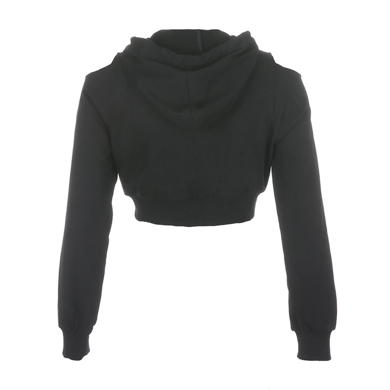 

Hip Hop Streetwear Hoodie Women Solid Chain Cropped Sweatshirt Top Cotton Hollow Out Harajuku Hoodie Pullover Autumn Winter 2020