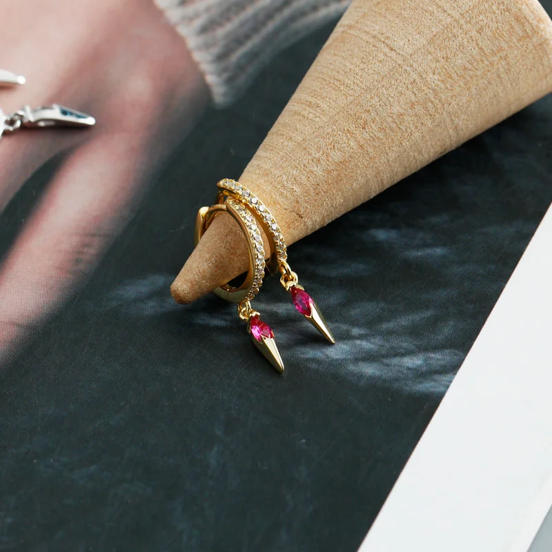 

925 sterling silver rainbow zircon horse eye ring earrings and women's turquoise earrings oorbellen earring New