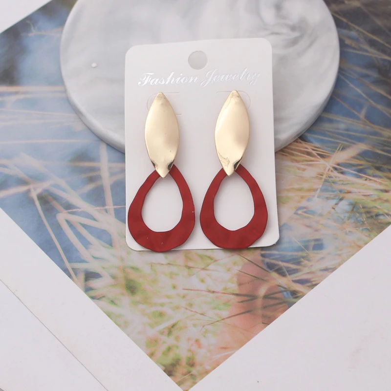 Новые корейские Женские Висячие серьги геометрические массивные металлические