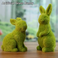 2pcs 15 cm garden decoration accessories artificial grass bunny resin rabbit for easter home table decorations outdoor decor
