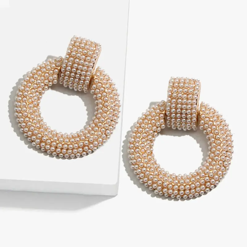JJFOUCS трендовые жемчужные висячие серьги ручной работы массивные круглые женские