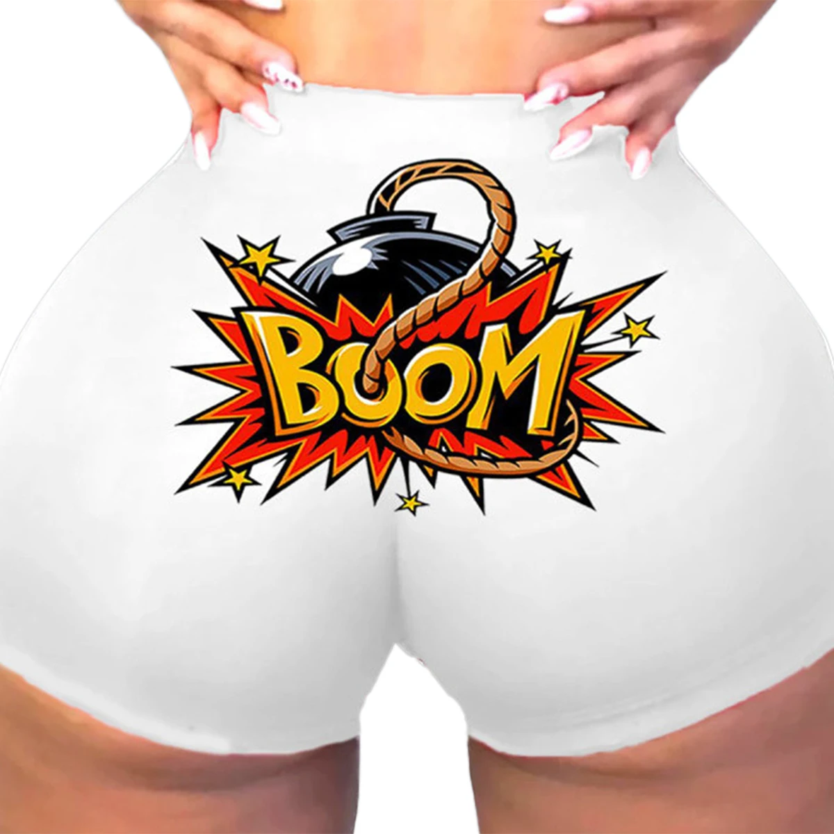 Шорты женские летние с забавным принтом и высокой талией|Женские шорты| |