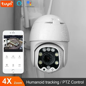 Anchencoky Wifi Camera 1080P Tuya APP IP Camera Support Google Home or Alexa 4X Zoom PTZ Control Auto Tracking IR  Dome CCTV