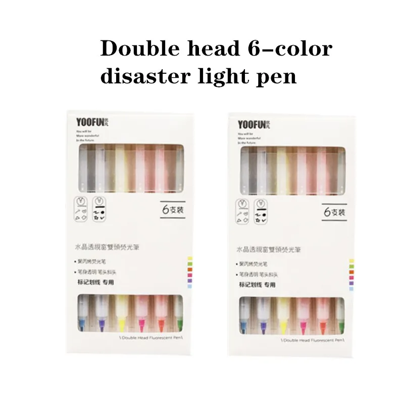 

6 color creative crystal perspective window double head fluorescent notebook pen color pen double head graffiti pen set pen