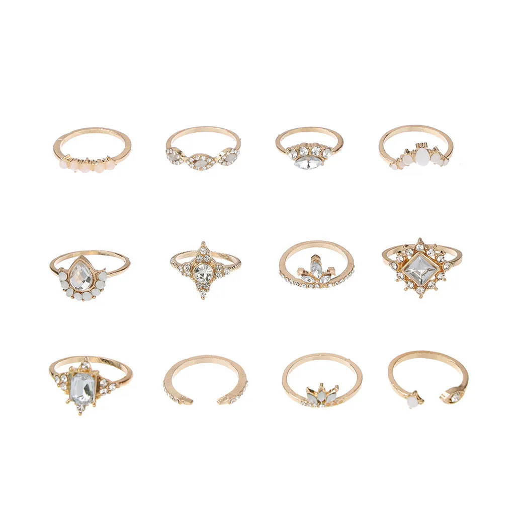 12 шт./компл. кольца для женщин богемные серебряные стек выше суставов набор синих