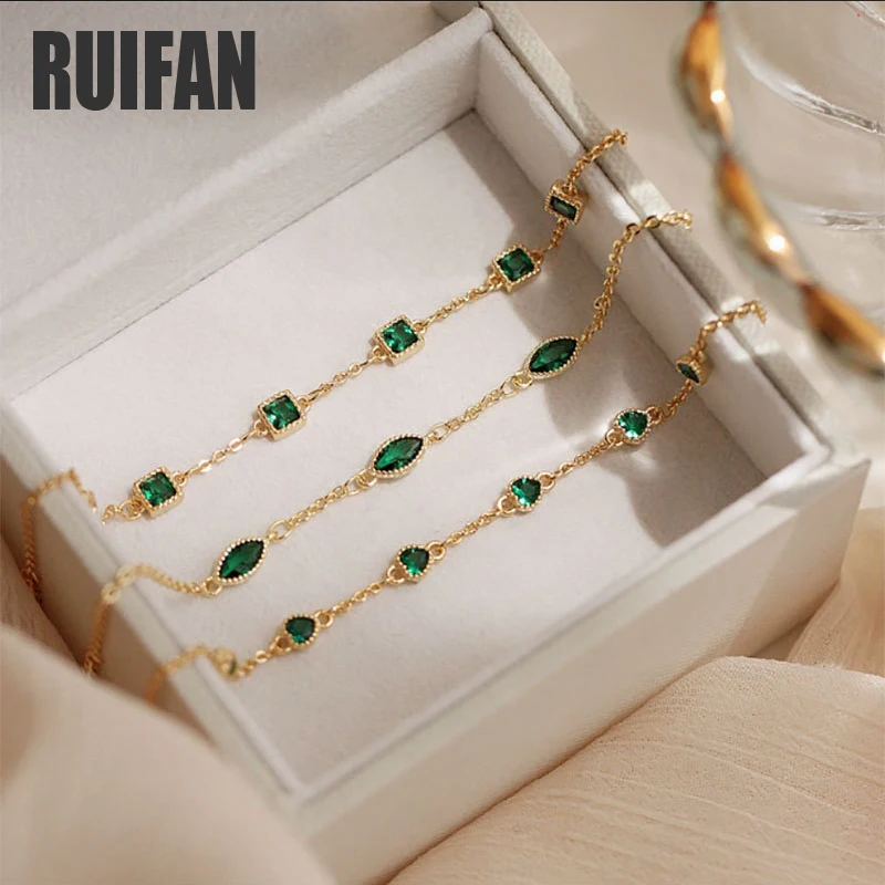 

Green Cubic Zirconia 925 Sterling Silver 14K Gold Women's Bracelets S925 Fine Jewelry Accessories Gift for Girlfriend YBR180