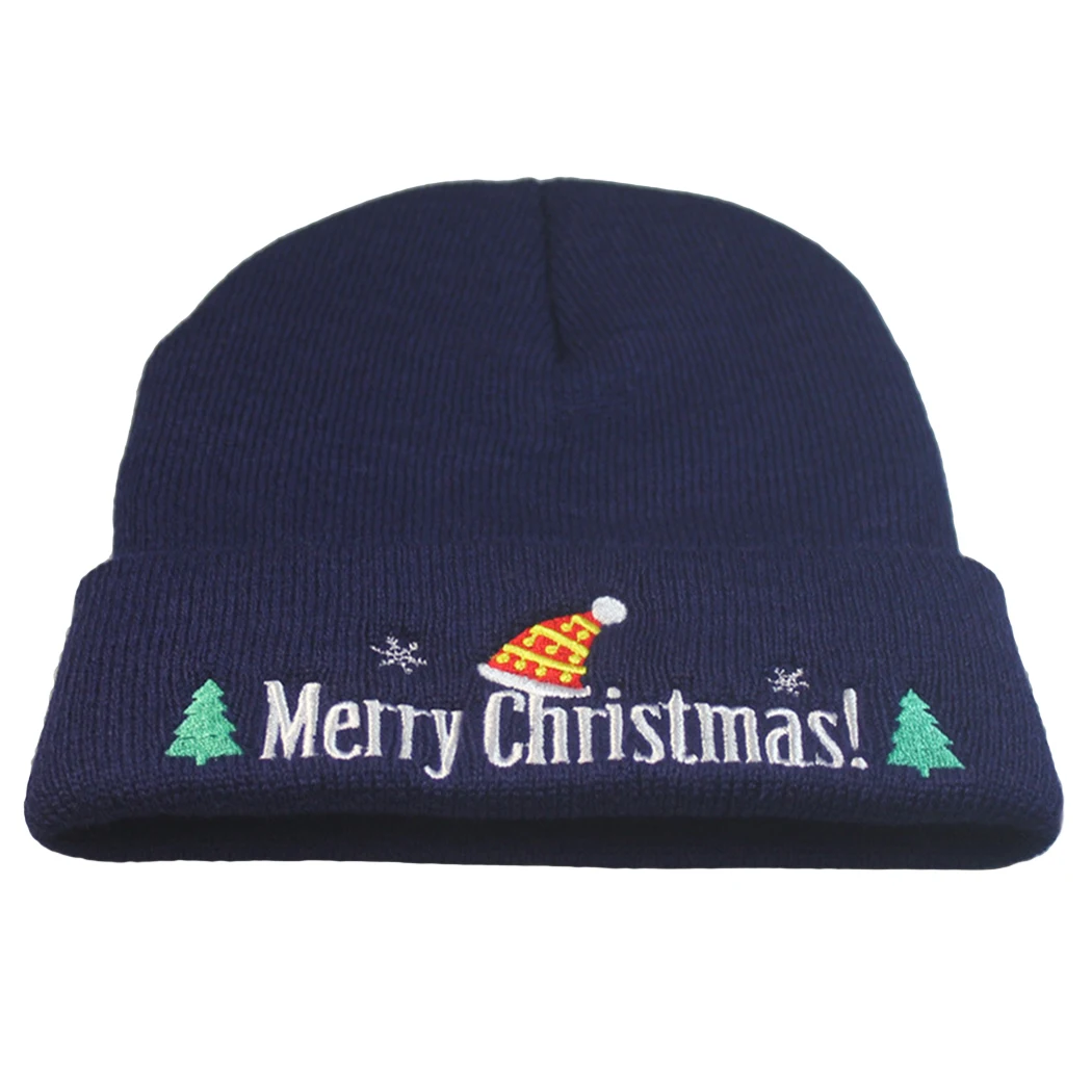 Надпись &quotвеселого Рождества&quot вышивка вязаные шапочки для женщин и мужчин