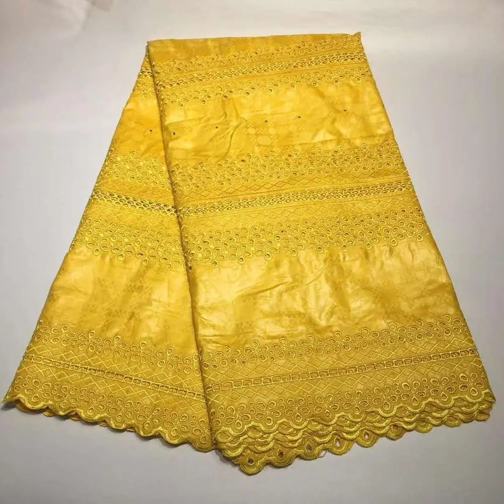 

Top Quality Perforated Embroidery african bazin riche fabric cotton basin brode stones 5Yards guinea brocade fabric for wedding