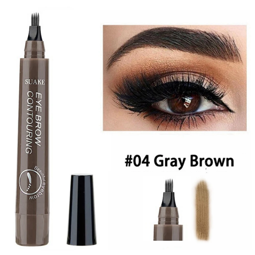 Microblading Eyebrow Pen Waterproof Fork Tip Eyebrow Tattoo Pencil Long Lasting Professional Fine Sketch Liquid Eye Brow Pencil - Цвет: Grey brown