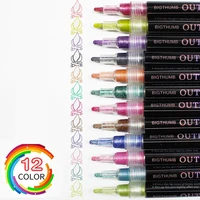 1224 colors double line art outline pen student set metallic color highlighter marker double pen painting writing supplies