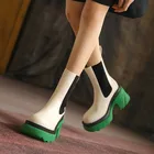 Новинка 2021, роскошные брендовые дизайнерские женские ботинки челси без шнуровки, массивные готические ботинки из натуральной кожи, женская зимняя обувь