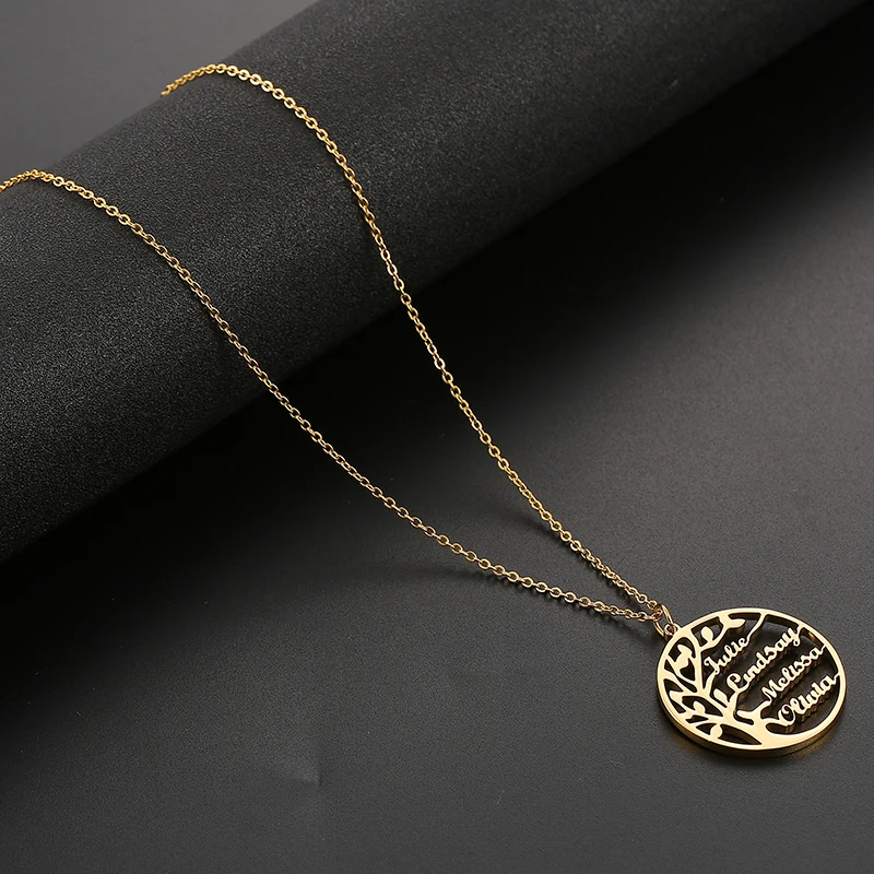 Tree Of Life Personalized Custom Name Necklace Stainless Steel Gold Family Letter For Women Men Choker Jewelry | Украшения и
