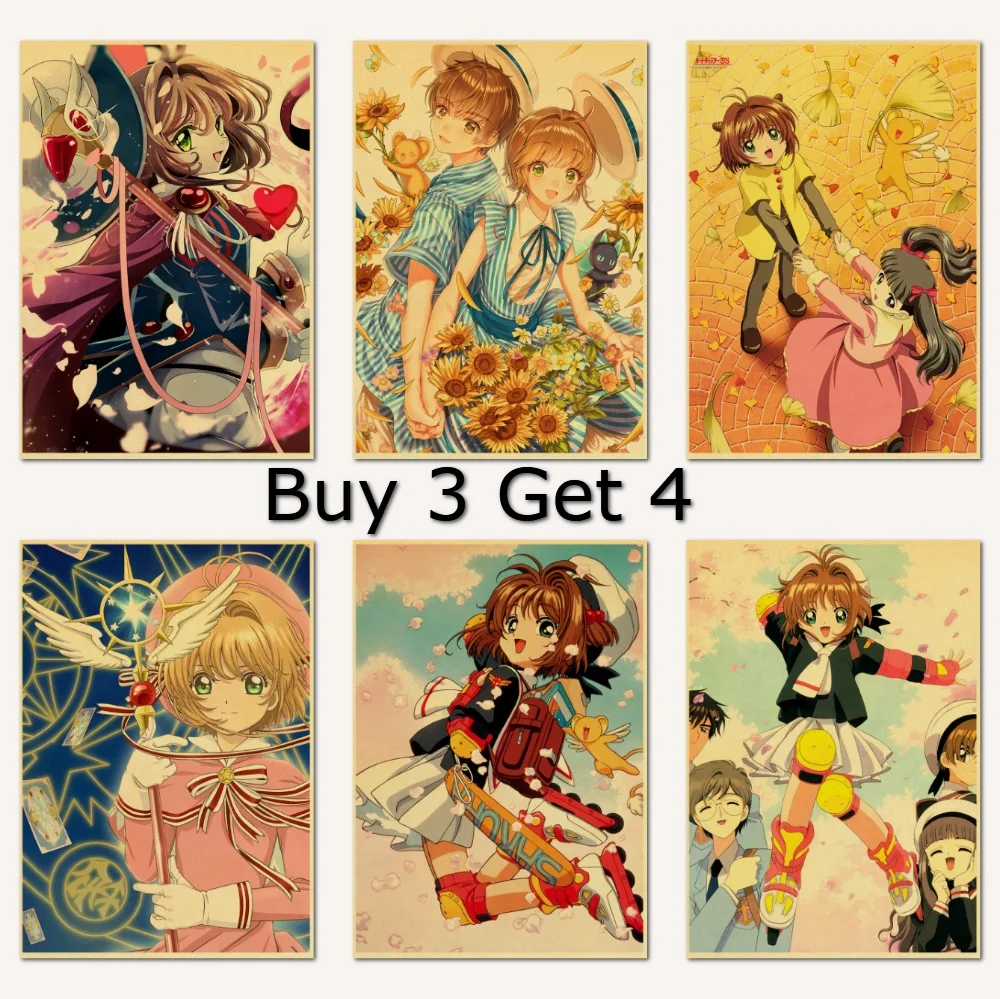 Карточный плакат аниме Retror Постер сакуры домашняя наклейка искусство живопись