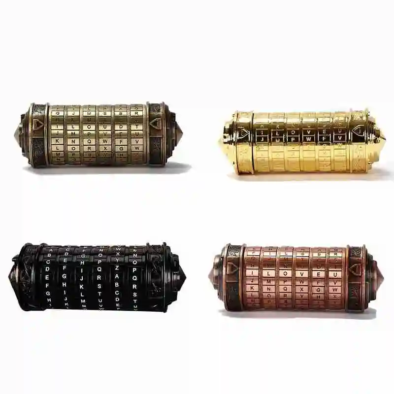 

Bronze Combination Lock Valentine's Day Gift Letter Escape Model Password Can Locks Cryptex Metal 4 Props Choose Chamber Q7F2