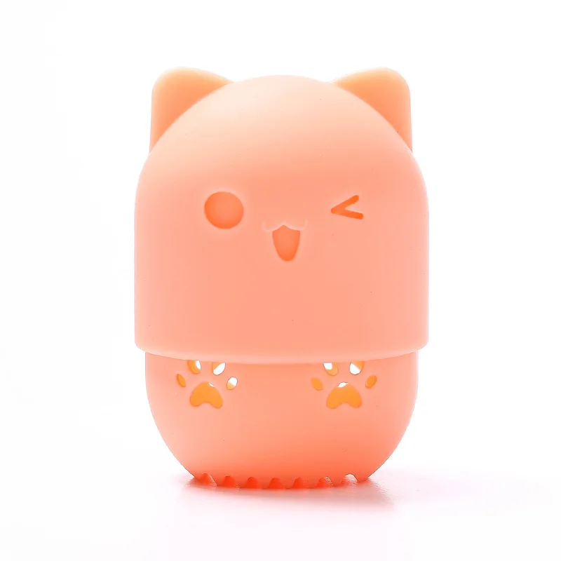 Light Orange Мягкая силиконовая пуховка для пудры, подставка для сушки яичная подставка, косметическая подставка для макияжа, косметический спонж, чехол, держатель для пуховки, милый - Цвет: Light Orange